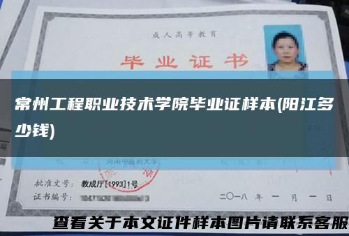 常州工程職業技術學院畢業證樣本(陽江多少錢)縮略圖