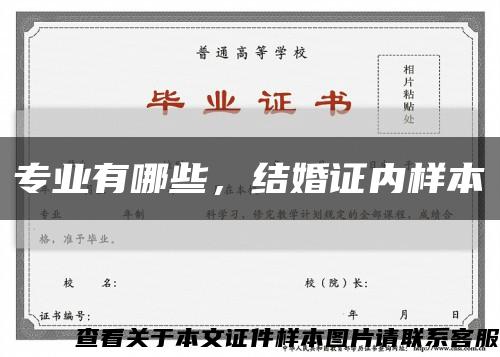 專業有哪些，結婚證內樣本縮略圖
