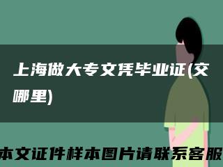 上海做大專文憑畢業證(交哪里)縮略圖