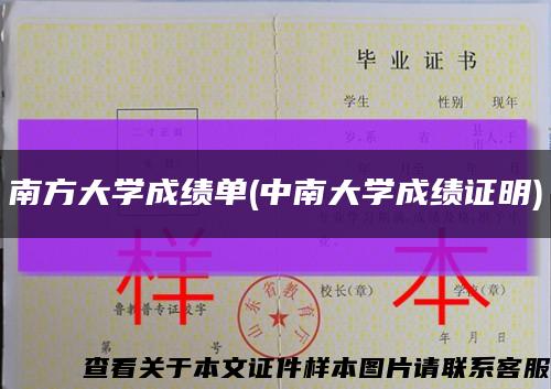 南方大學成績單(中南大學成績證明)縮略圖