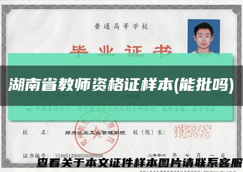 湖南省教師資格證樣本(能批嗎)縮略圖