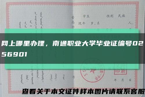 網上哪里辦理，南通職業大學畢業證編號0256901縮略圖
