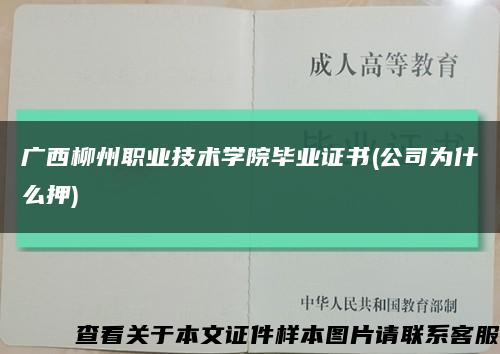 廣西柳州職業技術學院畢業證書(公司為什么押)縮略圖