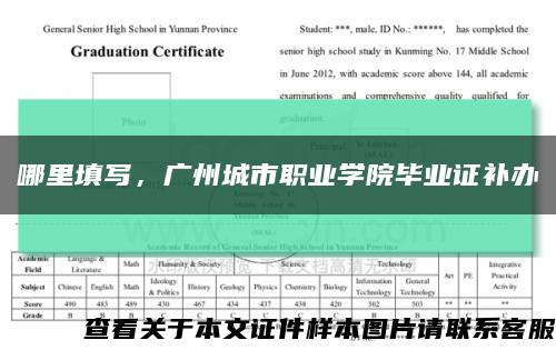 哪里填寫，廣州城市職業學院畢業證補辦縮略圖
