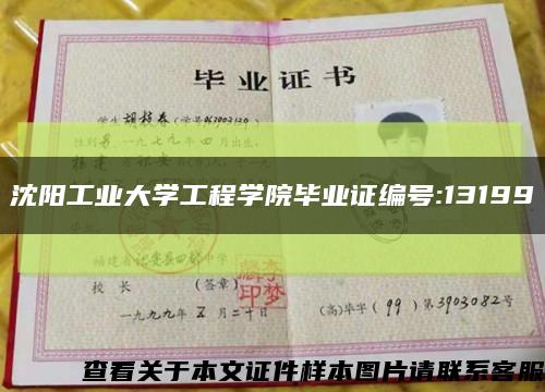 沈陽工業大學工程學院畢業證編號:13199縮略圖