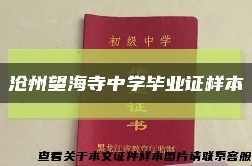 滄州望海寺中學畢業證樣本縮略圖