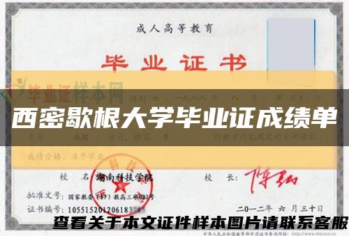 西密歇根大學畢業證成績單縮略圖