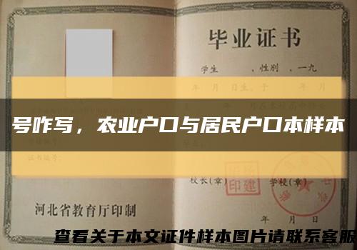 號咋寫，農業戶口與居民戶口本樣本縮略圖
