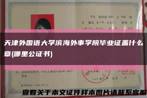 天津外國語大學濱海外事學院畢業證蓋什么章(哪里公證書)縮略圖