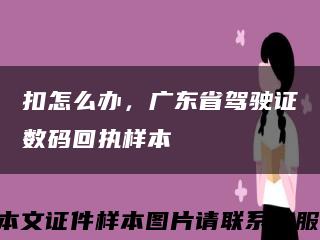 扣怎么辦，廣東省駕駛證數碼回執樣本縮略圖