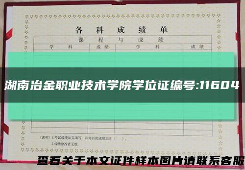 湖南冶金職業技術學院學位證編號:11604縮略圖