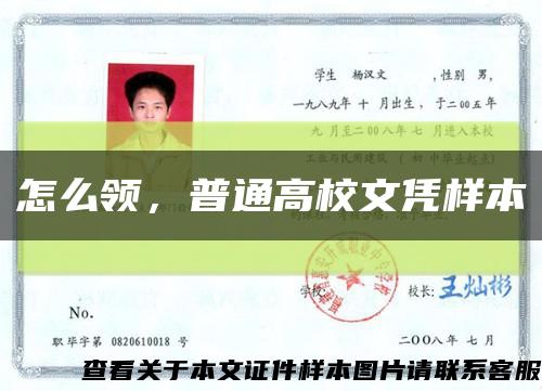 怎么領，普通高校文憑樣本縮略圖