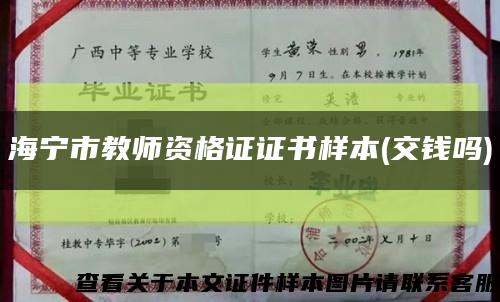 海寧市教師資格證證書樣本(交錢嗎)縮略圖