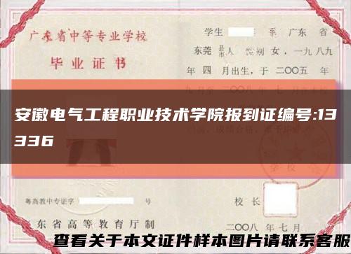 安徽電氣工程職業技術學院報到證編號:13336縮略圖