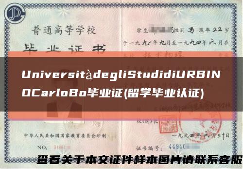 UniversitàdegliStudidiURBINOCarloBo畢業證(留學畢業認證)縮略圖