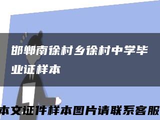 邯鄲南徐村鄉徐村中學畢業證樣本縮略圖