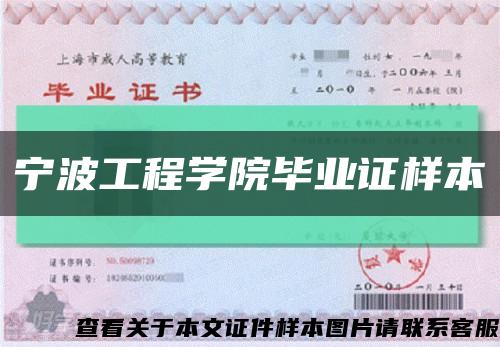 寧波工程學院畢業證樣本縮略圖