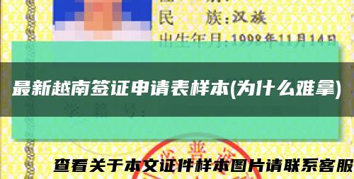最新越南簽證申請表樣本(為什么難拿)縮略圖