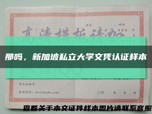 那嗎，新加坡私立大學文憑認證樣本縮略圖