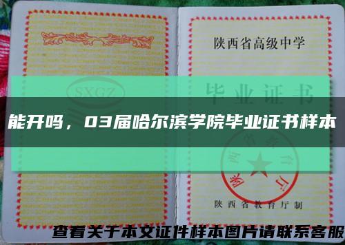 能開嗎，03屆哈爾濱學院畢業證書樣本縮略圖