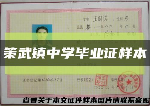 策武鎮中學畢業證樣本縮略圖