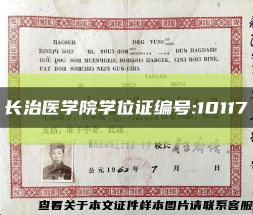 長治醫學院學位證編號:10117縮略圖