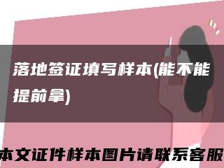 落地簽證填寫樣本(能不能提前拿)縮略圖