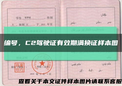 編號，C2駕駛證有效期滿換證樣本圖縮略圖