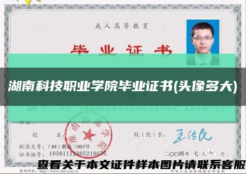 湖南科技職業學院畢業證書(頭像多大)縮略圖