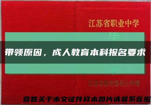 帶領原因，成人教育本科報名要求縮略圖