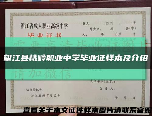 望江縣桃嶺職業中學畢業證樣本及介紹縮略圖
