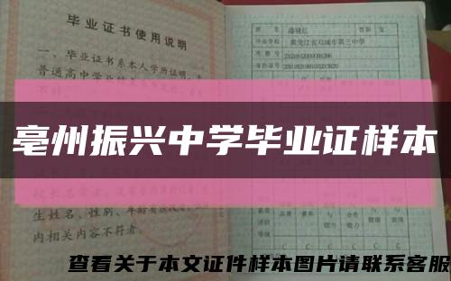 亳州振興中學畢業證樣本縮略圖