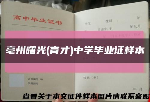 亳州曙光(育才)中學畢業證樣本縮略圖