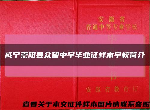 咸寧崇陽縣眾望中學畢業證樣本學校簡介縮略圖