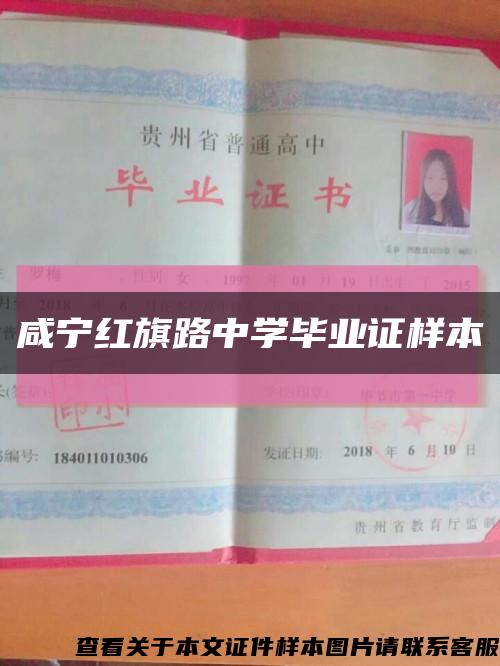 咸寧紅旗路中學畢業證樣本縮略圖