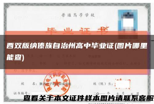 西雙版納傣族自治州高中畢業證(圖片哪里能查)縮略圖