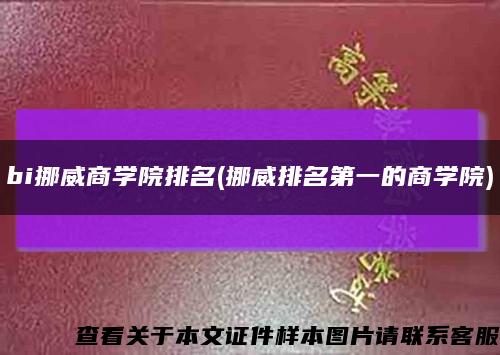 bi挪威商學院排名(挪威排名第一的商學院)縮略圖