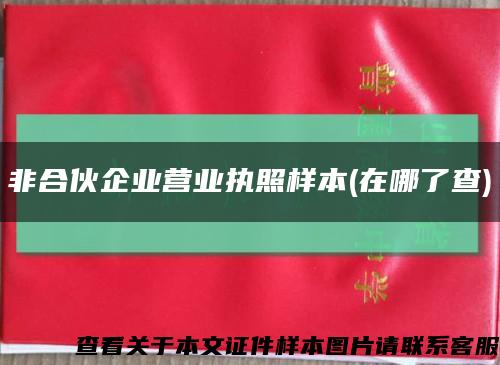 非合伙企業營業執照樣本(在哪了查)縮略圖