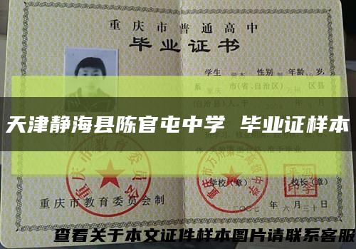 天津靜?？h陳官屯中學 畢業證樣本縮略圖