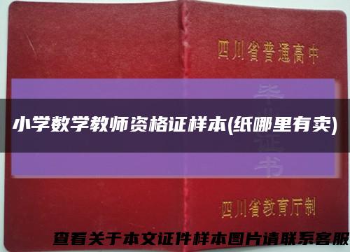 小學數學教師資格證樣本(紙哪里有賣)縮略圖