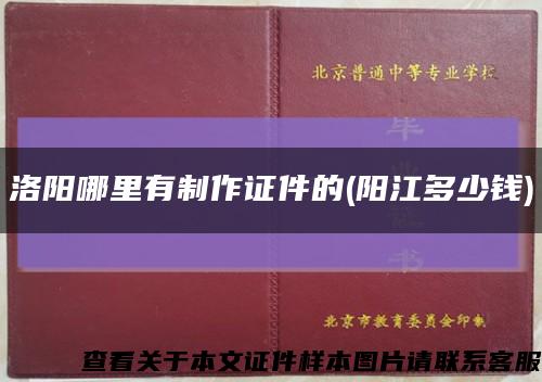 洛陽哪里有制作證件的(陽江多少錢)縮略圖