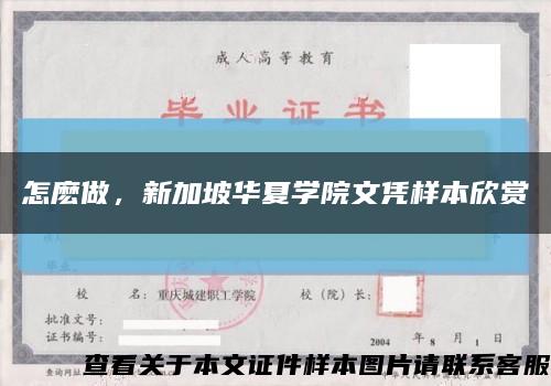 怎麼做，新加坡華夏學院文憑樣本欣賞縮略圖