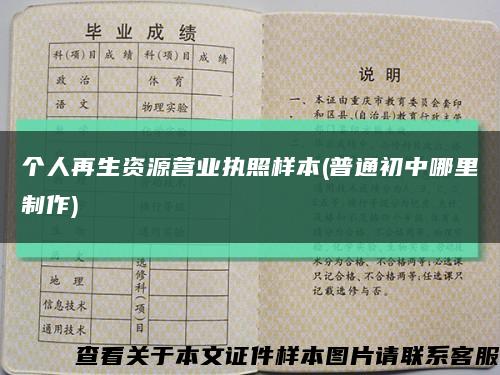 個人再生資源營業執照樣本(普通初中哪里制作)縮略圖