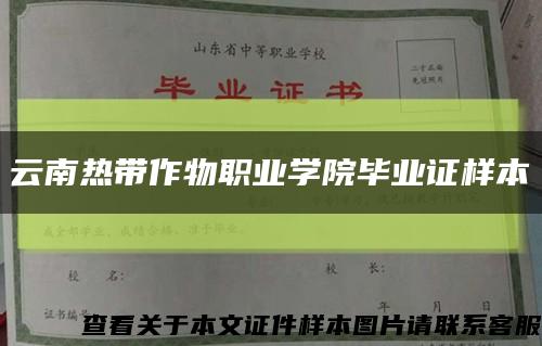 云南熱帶作物職業學院畢業證樣本縮略圖