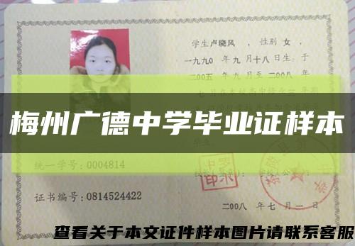 梅州廣德中學畢業證樣本縮略圖