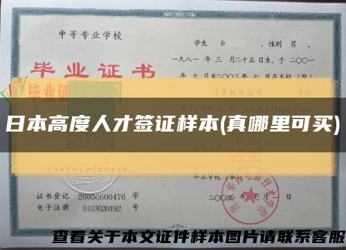 日本高度人才簽證樣本(真哪里可買)縮略圖