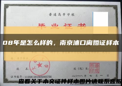08年是怎么樣的，南京浦口離婚證樣本縮略圖