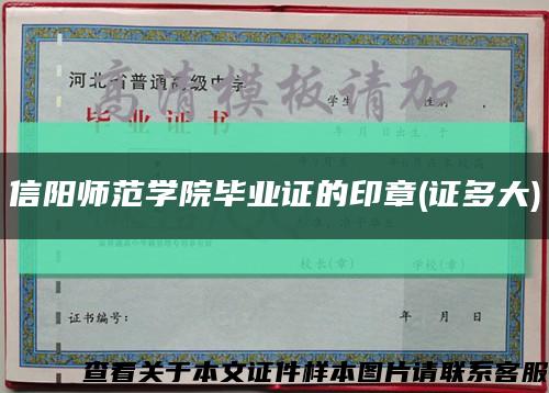 信陽師范學院畢業證的印章(證多大)縮略圖