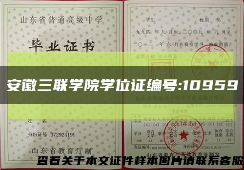 安徽三聯學院學位證編號:10959縮略圖