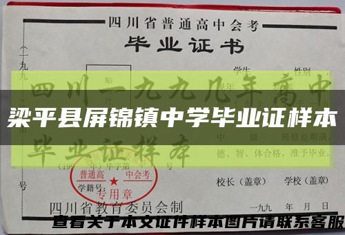 梁平縣屏錦鎮中學畢業證樣本縮略圖
